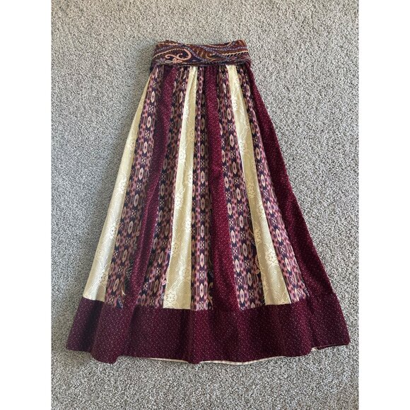 Vintage Chandra Davis Small Boho Maxi Skirt With Lace & Paisley Accents - Picture 2 of 11